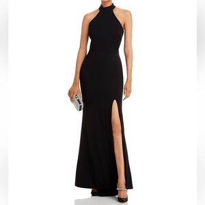 Black Formal Dress/ Gown with Halter and Slit